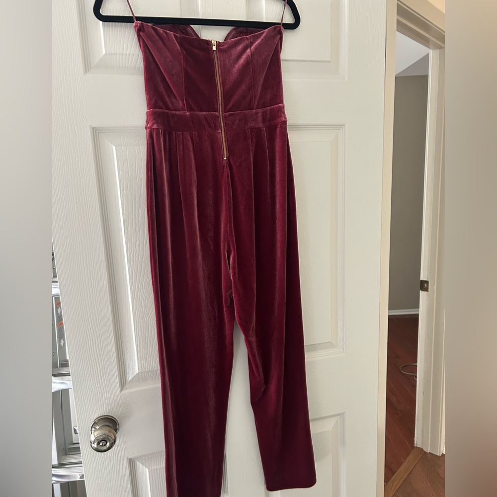 Express Rich Red Velvet Jumpsuit